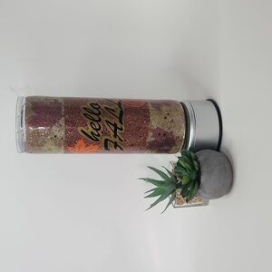 Hand glittered and sealed HELLO FALL tumbler